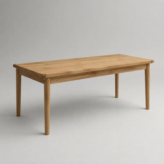Rechteckiger Esstisch aus massiver Eiche, Natur, 180 × 90 × 75 cm