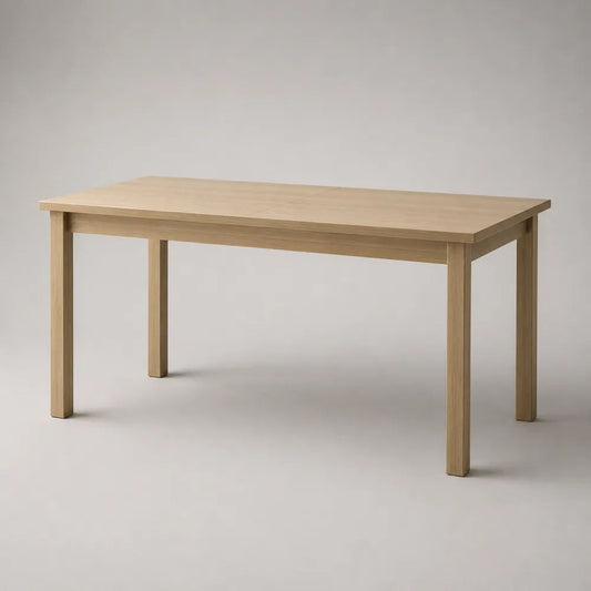 Rechteckiger Esstisch aus MDF mit Eichenfurnier und Massivholzbeinen, Natur, 140 × 80 × 75 cm